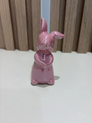 Coelho Cerâmica Rosa 10cm Pascoa