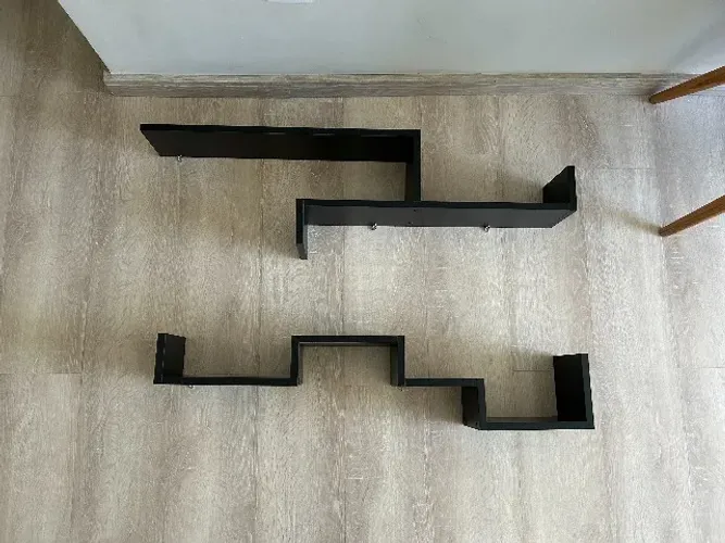 Kit com 2 Prateleiras Decorativas em MDF Preto Fosco