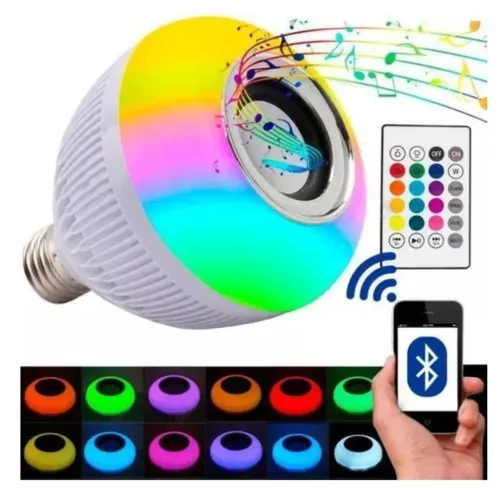 Lampada Luz Led Rgb com Som Bluetooth Música Music Bulb - Party Ball