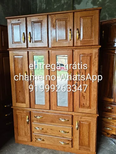 Guarda roupa de casal 4 portas de angelim pedra novo