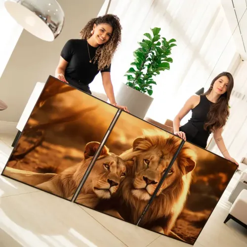 QUADRO DECORATIVO FAMÍLIA LEÃO NUNCA FOI SORTE PAREDE QUARTO SALA