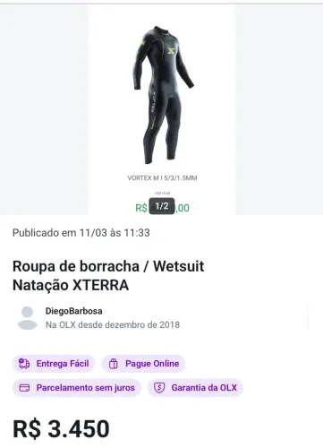 Roupa de borracha triatlón natação (VÓRTEX)