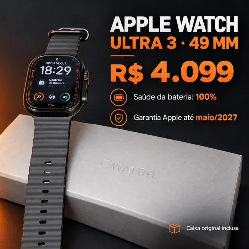 Apple Watch Ultra 3 49 mm | Bateria 100% | Garantia Apple até maio/2027