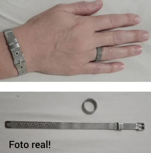 Pulseira e anel de aço inox
