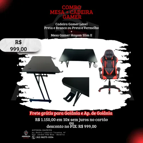 Combo: Cadeira + Mesa Gamer - Novo com garantia - LOJA FÍSICA
