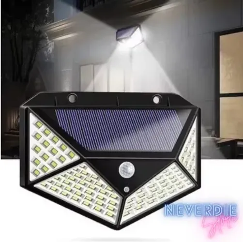 Luminária/Luz/Luz de Emergência pra Parede c/ Placa Solar 100 Led Sensor de Presença Com 3