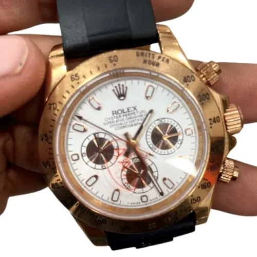 Rolex Daytona Dourado Branco Silicone Automático Premium C Garantia