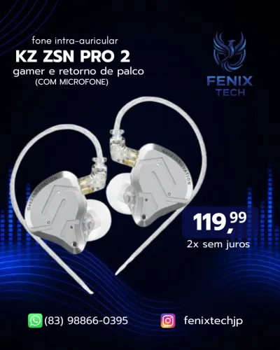 KZ SZN PRO 2 - gamer/retorno - fone intra auricular (NOVO)