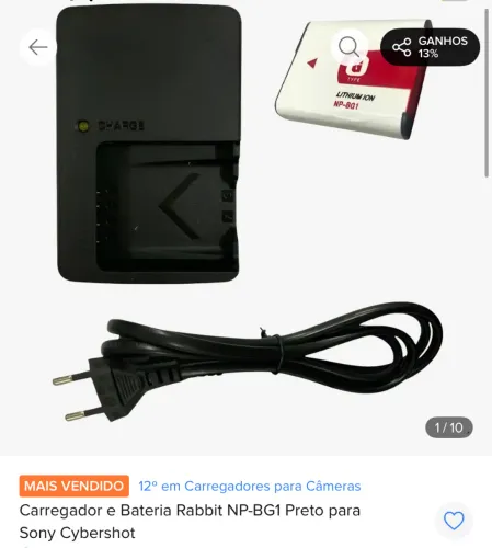Carredor de bateria da câmera Sony