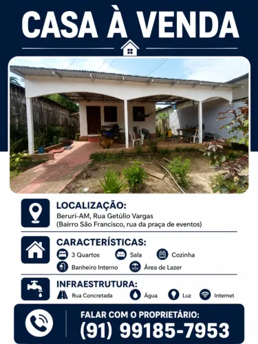 Vendo uma linda Casa em Bairro nobre e tranquilo na cidade de Beruri-Am