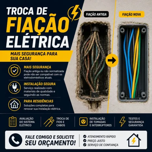 Troca de fiação elétrica e adequação de quadro de luz e força