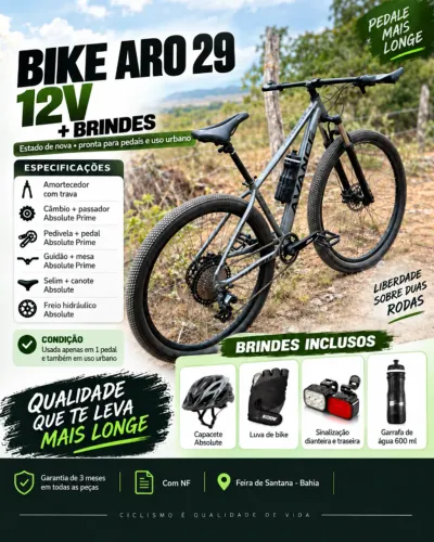BIKE ARO 29 12V NOVA + BRINDES