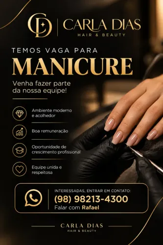 Contrata manicure e Escovista 