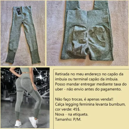 Calça legging levanta bumbum verde P/M nova
