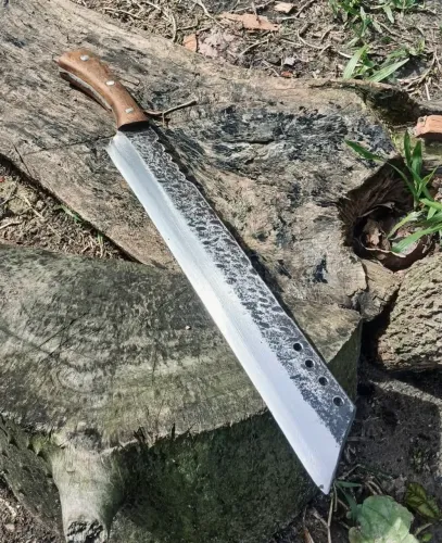 Facão Corta Lenha em Aço Carbono 1070 de 7mm Forjado e Tratado