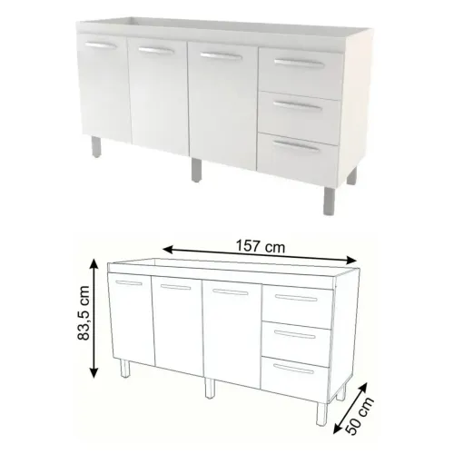 Balcão de pia 1.60cm branco - entrego