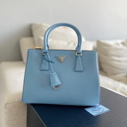 Bolsa Feminina Saffiano Prada - azul bebê em couro 