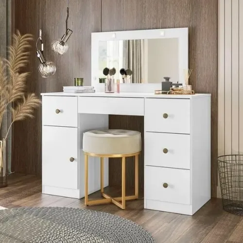 Penteadeira Com Espelho Led Camarim 5 G 1 P Branco DIVIDIMOS EM ATÉ 10X SEM JUROS