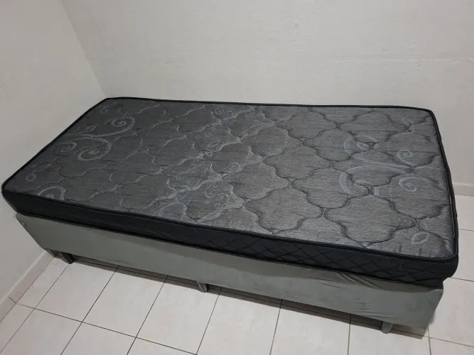 Conjunto Cama Box Solteiro + Colchão Ortopédico Espuma D45 (88x188)