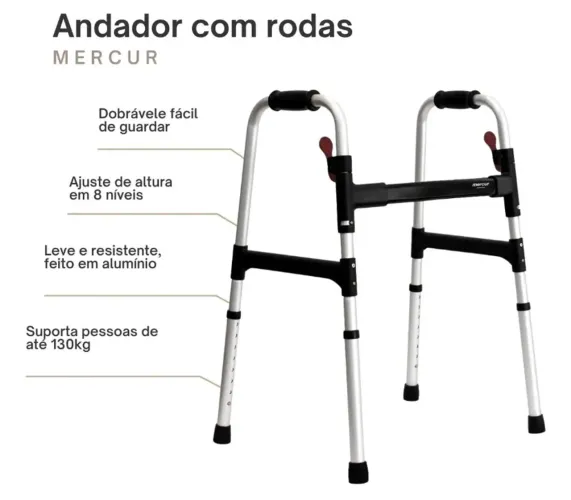 Andador adulto ortopédico dobrável