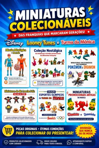 Coleção de Miniaturas Colecionáveis | Anos 1990 e 2000 | Várias Franquias | Ótimo Estado