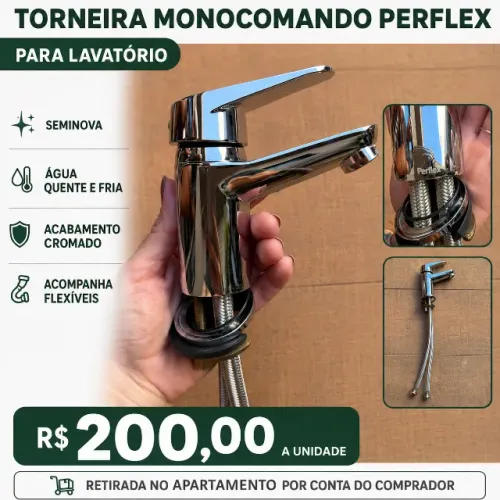 Misturador Monocomando Lavatório Mesa Cromado Perflex