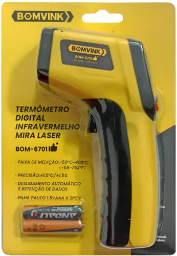 Termômetro Digital Industrial com Mira Laser - Bomvink