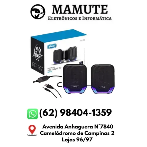 Caixa de Som USB para PC Computador Notebook 12W Iluminação Led com Controle de volume KP-