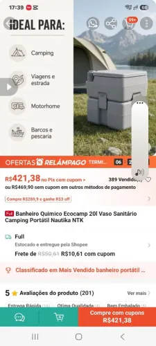 Vaso portátil para camp