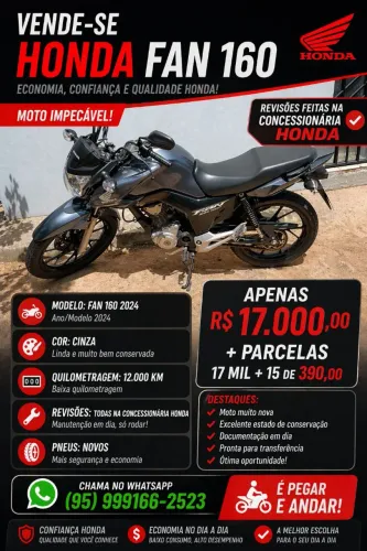 VENDE-SE MOTO CG FAN- 160- FLEX 2024