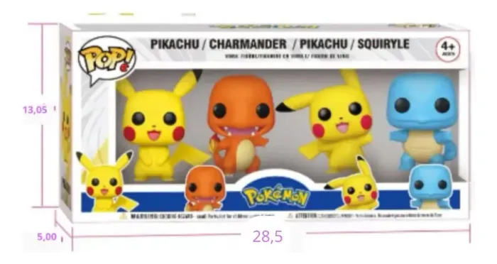 Pop Pokémon 4 Pikachu Charmander Action Figures Coleção