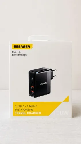 Carregador Essager 100W GaN 2 USB-C + 2 USB-A Carregamento Rápido