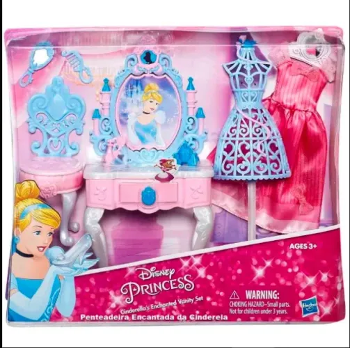 Playset Cinderela Penteadeira, Roupinha para Boneca ,Acessórios Princesa Disney - Hasbro