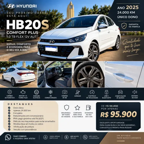 Hyundai HB20S Comfort Plus 1.0 TB Flex 12V AUT 2025
