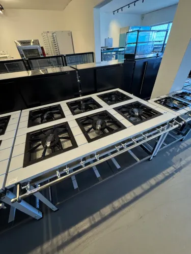 Fogão inox 6 queimadores duplos grelha 40x40 baixa pressão 