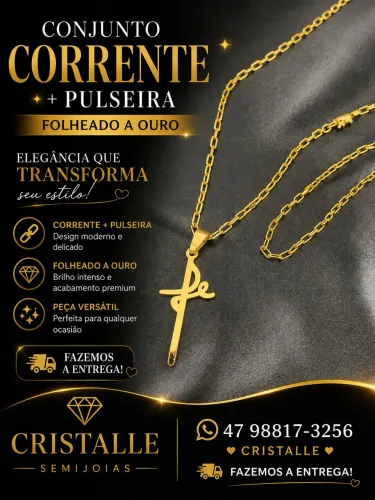 Corrente Masculina com Pingente Folheado a Ouro