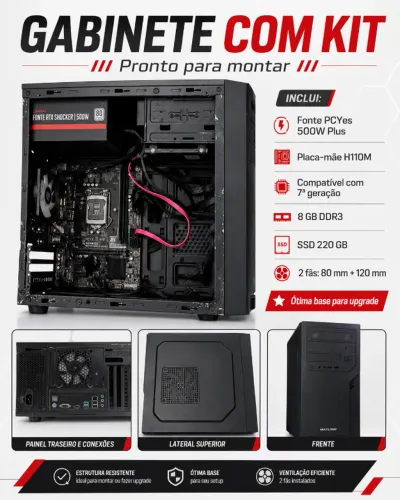 Gabinete com kit para montar PC