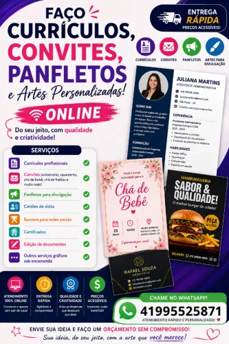 ? FAÇO CURRÍCULOS, CONVITES E ARTES PROFISSIONAIS EM PDF ?