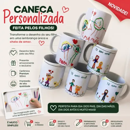 Caneca Personalizada Com Desenho Do Filho | Presente Unico
