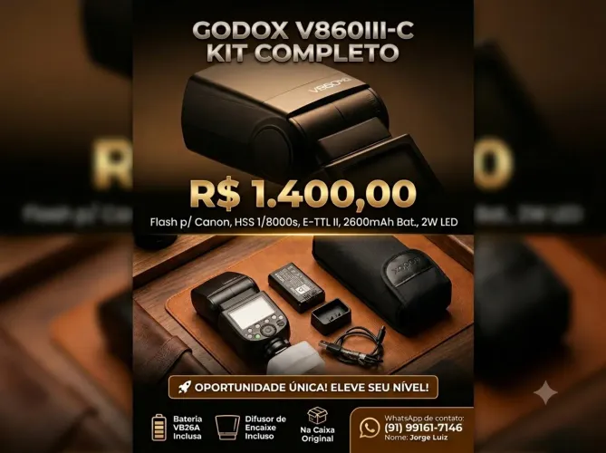 Vendo FLASH GODOX V860IIIC + BATERIA NA CAIXA.