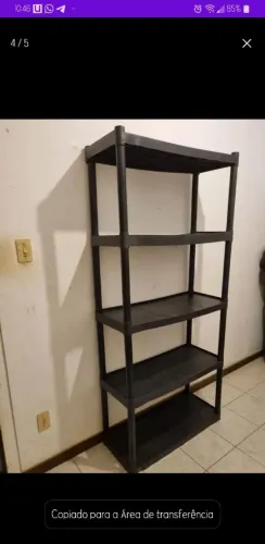 ESTANTE DE PLÁSTICO PRETO COM 5 PRATELEIRAS