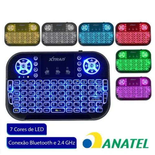  Mini Teclado Bluetooth E Wireless Led Smart Tv Pc  Ps3 Xbox tv box