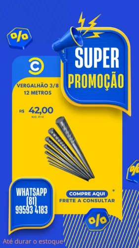 Vergalhão 3/8 12 metros