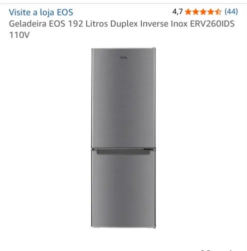 GELADEIRA EOS 192 Litros Duplex Inverse Inox