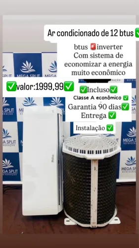 Ar condicionado de 12 btus inverter/ incluso instalação/ garantia/ entrega 