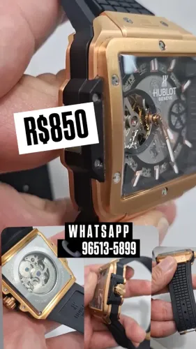 Relógio HUBLOT SQUARE BANG SKELETON AUTOMÁTICO ROSE GOLD