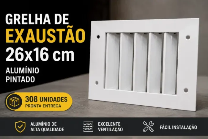 GRELHA DE EXAUSTÃO 26x16 EM ALUMÍNIO - NOVA