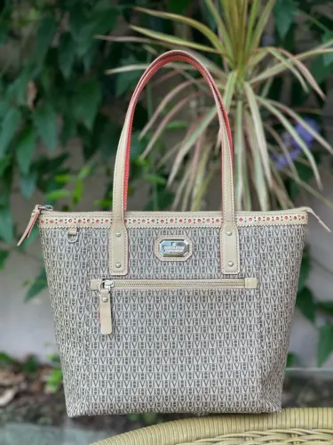 Bolsa Victor Hugo Original Feminina Bege e Rosé - Usada em Ótimo Estado