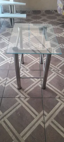 Centro mesa inox com vidro 