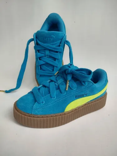 Tênis Fenty x PUMA Creeper Phatty, na cor Speed Blue/ Lime Pow.
